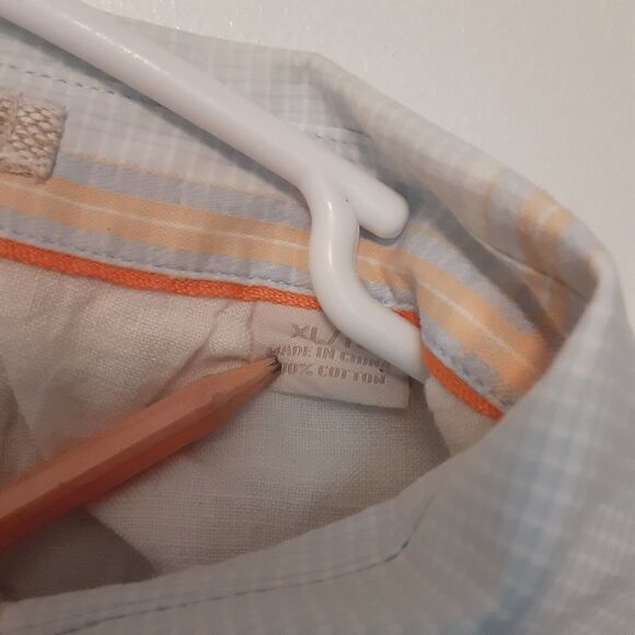 Tommy Bahama Button Up Shirt XL Blue Yellow Plaid Long Sleeve Button Up - Picture 5 of 9